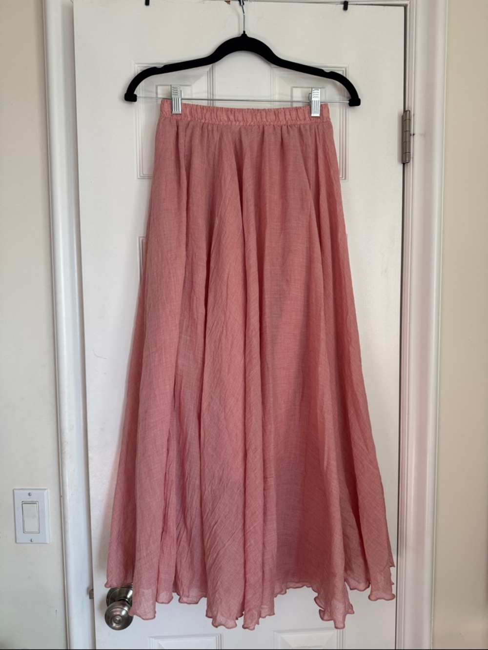 Elegant Dusty Rose Maxi Skirt with Gentle Gather